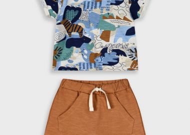 Σετ μπλούζα με βερμούδα για βρεφικό αγόρι (3 - 18 μηνών) | ΣΟΚΟΛΑΤΙ - Energiers - 